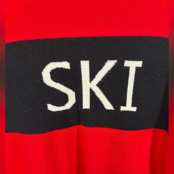 Talbots Red Cream Black SKI Thermolite Chalet Chic Cozy Holiday Sweater M - Picture 4 of 11